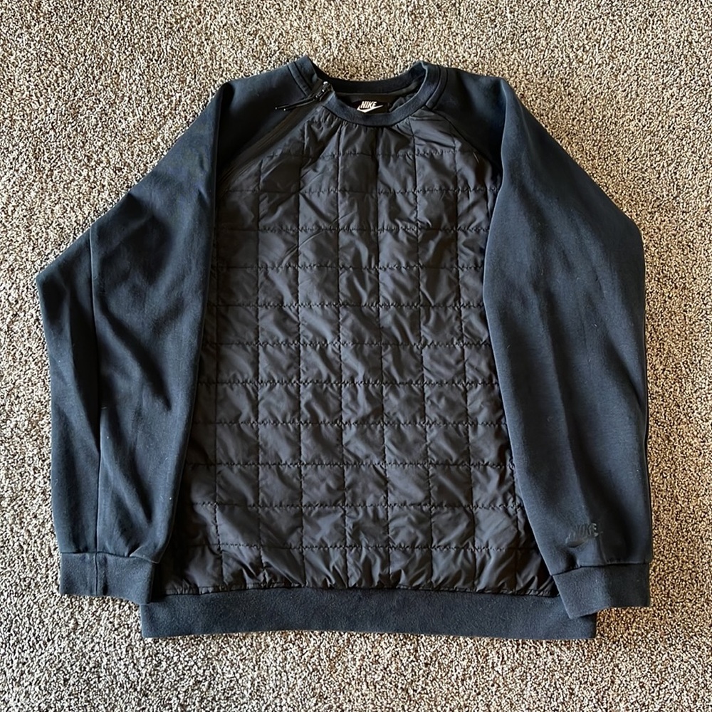 Nike Black Quilted Front Pullover Sweatshirt